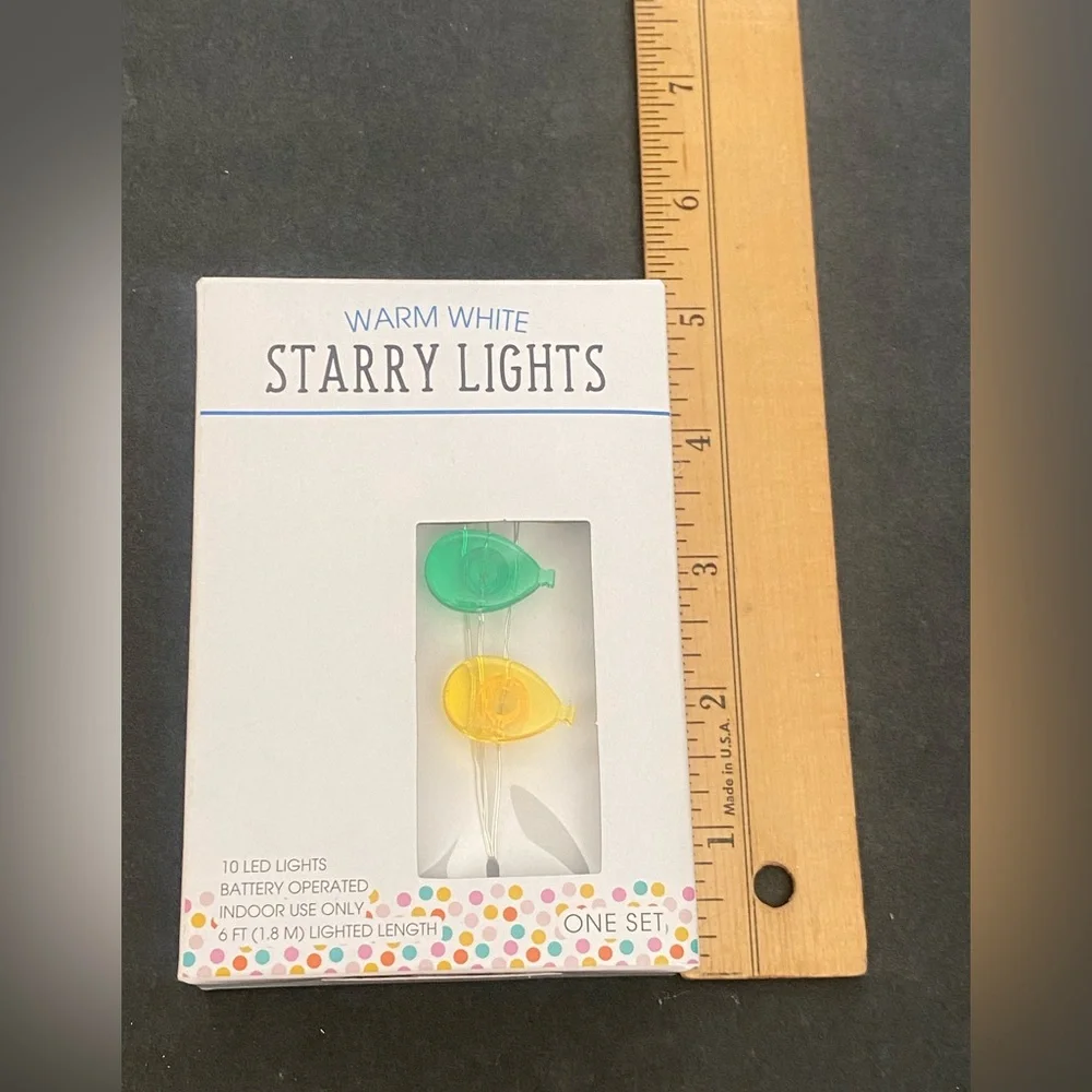 Warm white starry lights 10 led battery operated balloon shaped string indoor